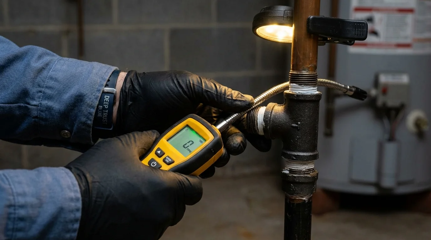 Gas leak detection with electronic sniffer by Johns Plumbing LLC in Highspire